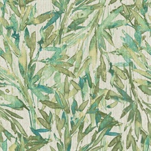 Teal &amp; Greens Rainforest Leaves Wallpaper