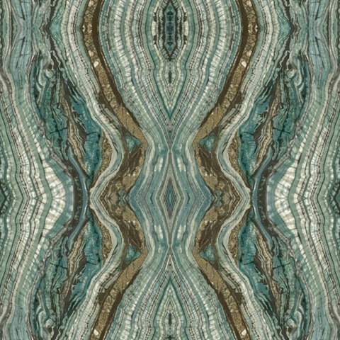 Teal Kaleidoscope Peel and Stick Wallpaper