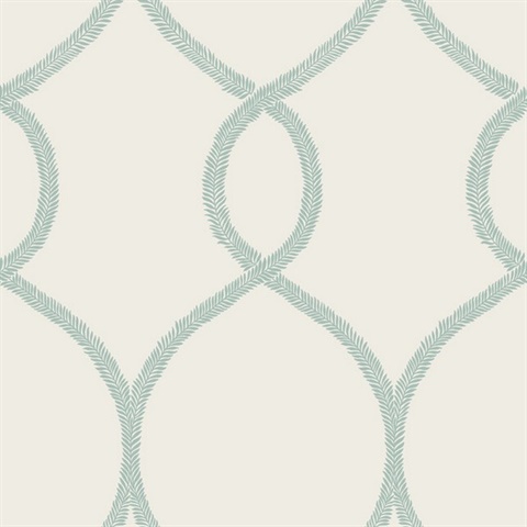 Teal Laurel Leaf Ogee Geometric  Wallpaper