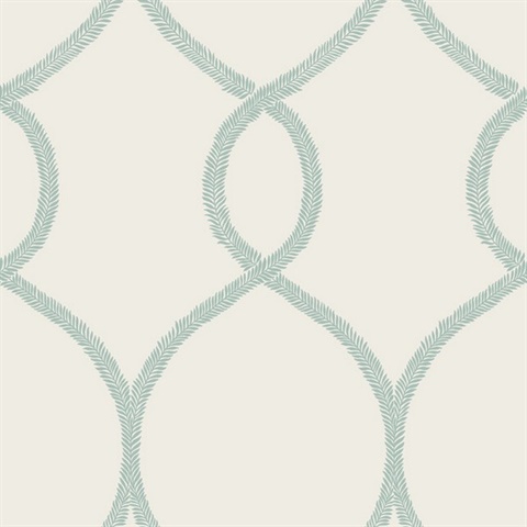 Teal Laurel Leaf Ogee Geometric  Wallpaper