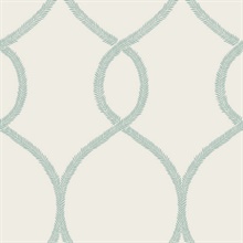 Teal Laurel Leaf Ogee Geometric  Wallpaper