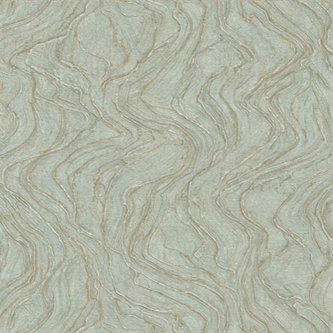 Teal Marble Textured Swirl Wallpaper