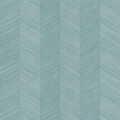 Teal Sisal Vertical Chevron Stripe Wallpaper