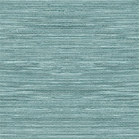 Teal Textured Grasscloth Wallpaper