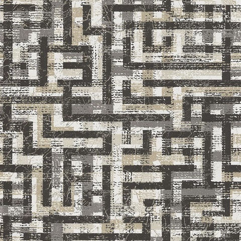 Tebessa Black Geometric Wallpaper