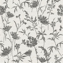 Teewinot Black and White Basketweave Floral Wallpaper