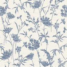 Teewinot Blue Basketweave Floral Wallpaper