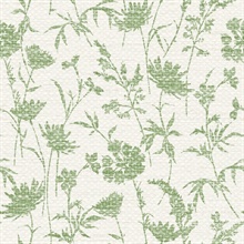 Teewinot Green Basketweave Floral Wallpaper