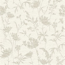 Teewinot Taupe Basketweave Floral Wallpaper