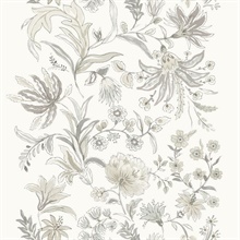 Teonna Light Grey Floral Stripe Wallpaper
