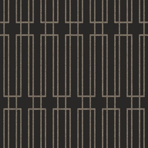 Terrace Black Geometric Glitter Stripe Wallpaper