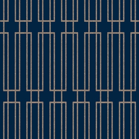 Terrace Navy Geometric Glitter Stripe Wallpaper