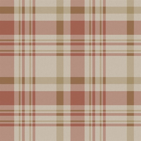 Terracota & Brown Country Plaid Wallpaper
