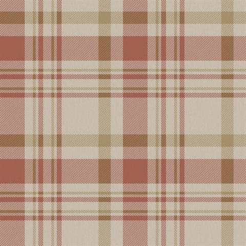 Terracota & Brown Country Plaid Wallpaper