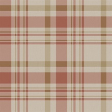 Terracota & Brown Country Plaid Wallpaper