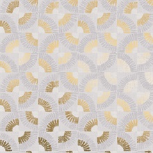 Textured Metallic Grasscloth Fans Canary Gold Peel and Stick Wallpaper