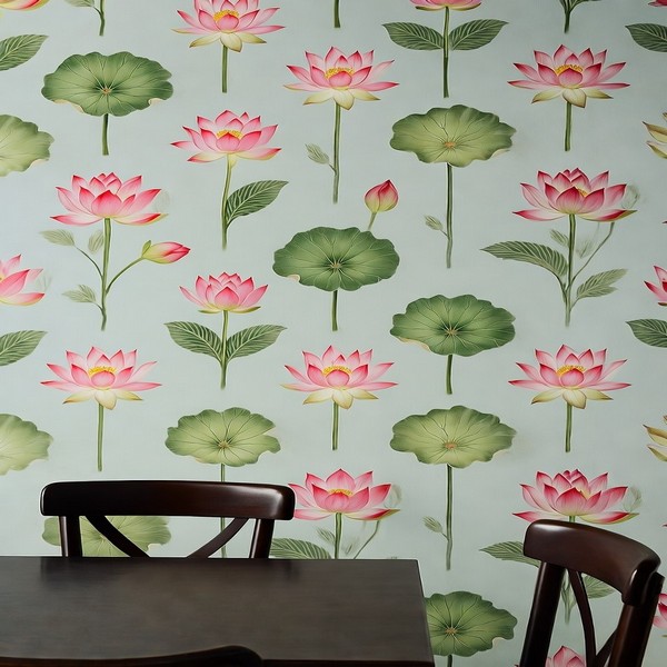 Thai Lotus Garden Commercial Wallpaper
