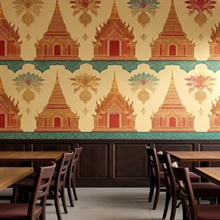 Thai Temple Motif Commercial Wallpaper