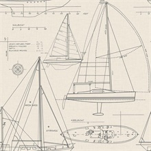 Thames Linen Sailboat Diagram Slate Wallpaper