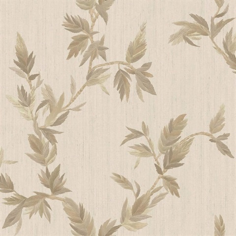 Thin Leaf Beige Brown Italian Wallpaper