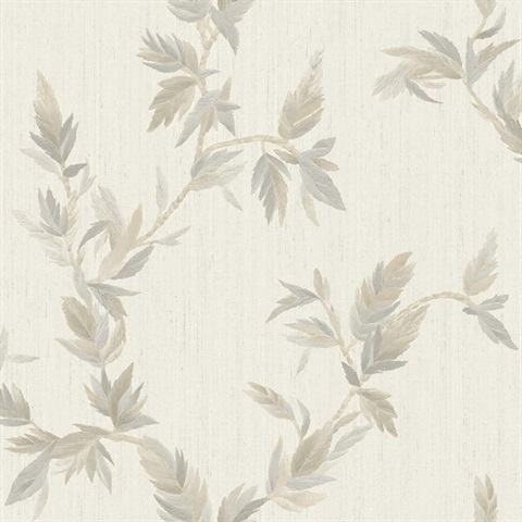 Thin Leaf Beige Cream Italian Wallpaper