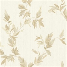 Thin Leaf Beige Gold Italian Wallpaper