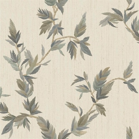 Thin Leaf Beige Green Italian Wallpaper