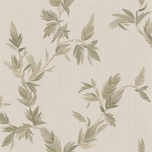 Thin Leaf Beige Green Italian Wallpaper