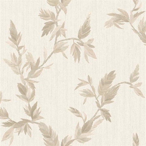 Thin Leaf Beige Rose Gold Italian Wallpaper