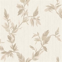 Thin Leaf Beige Rose Gold Italian Wallpaper
