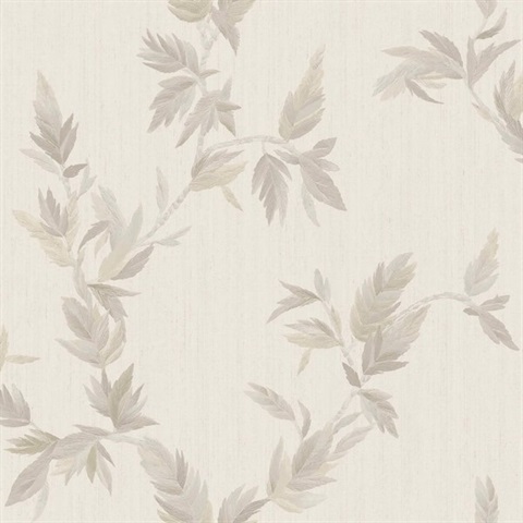 Thin Leaf Beige Silver Italian Wallpaper
