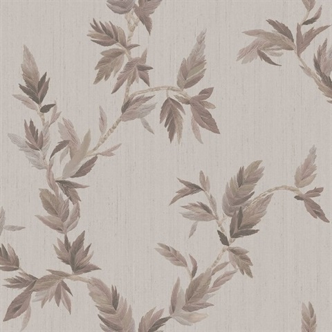 Thin Leaf Grey Gold Italian Wallpaper
