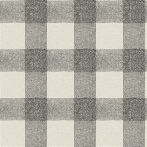 Thorpe Charcoal Dark Grey Plaid Wallpaper
