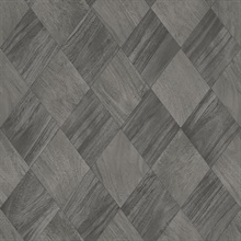 Thriller Black Faux Wood Diamond Tile Wallpaper