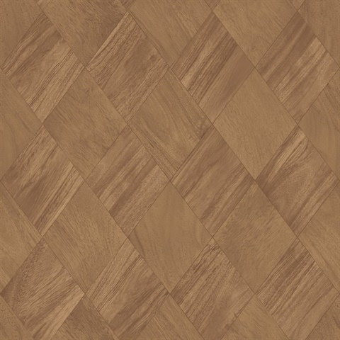 Thriller Chestnut Faux Wood Diamond Tile Wallpaper
