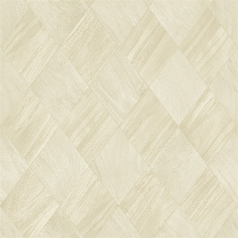 Thriller Cream Faux Wood Diamond Tile Wallpaper