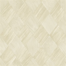 Thriller Cream Faux Wood Diamond Tile Wallpaper