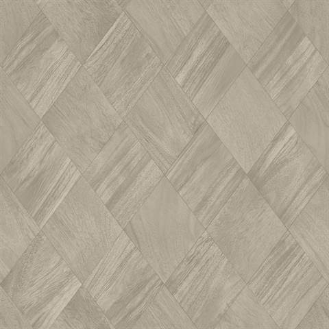 Thriller Grey Faux Wood Diamond Tile Wallpaper