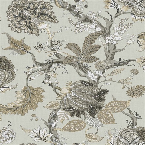 Thurleigh Vine Leaf Lily Wallpaper