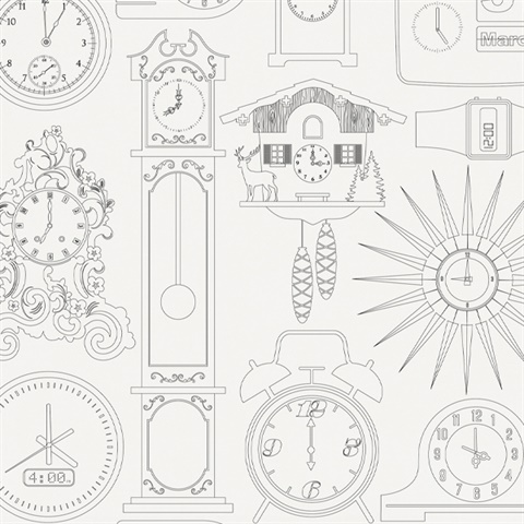 Tick Tock - Snow colourway wallpaper