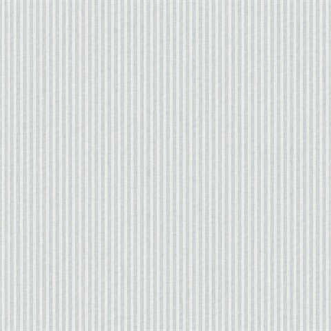 Ticking Stripe Blue Faux Linen Wallpaper