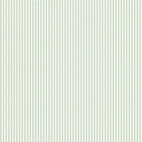 Ticking Stripe Green Wallpaper