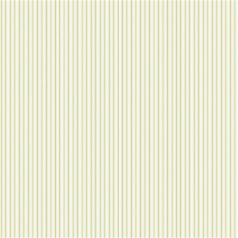 Ticking Stripe Green Wallpaper