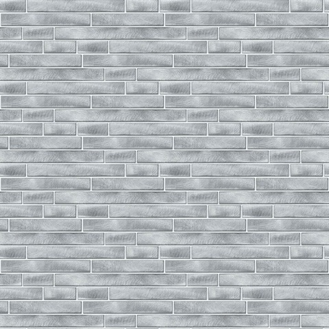 Tile Brushed Metal Tile Silver Peel and Stick Wallpaper