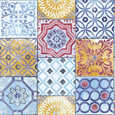 Tile Colorful Moroccan Tile Multicolored Peel and Stick Wallpaper