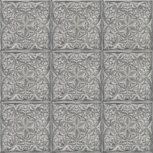 Tile Faux Embossed Tile Metallic Silver & Charcoal Peel and Stick Wall
