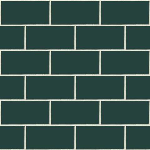 Tile Retro Subway Tile Evergeen Peel and Stick Wallpaper