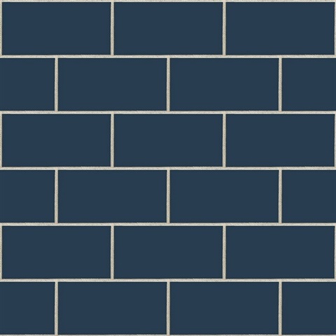 Tile Retro Subway Tile Navy Blue Peel and Stick Wallpaper