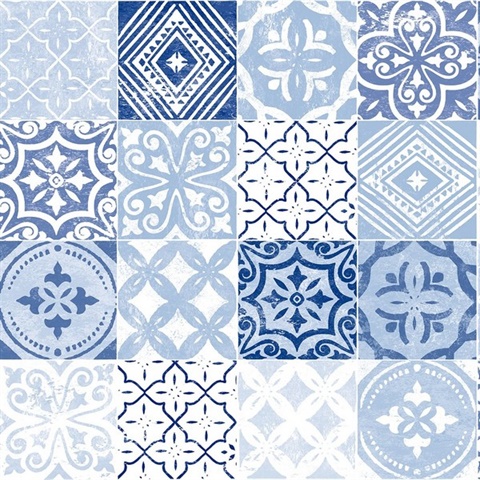 Tilework Glacier Blue Peel and Stick Wallpaper