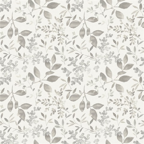 Tinker Grey Woodland Floral Botanical Wallpaper